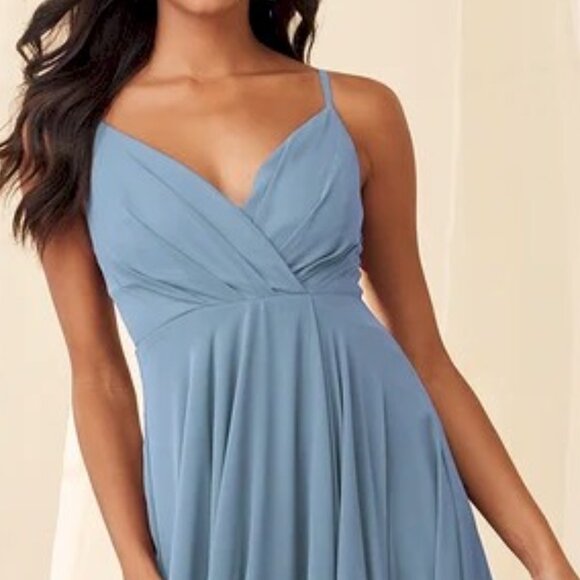 Lulus All About Love Slate Blue Maxi Dress Size Small NWOT - Picture 3 of 9